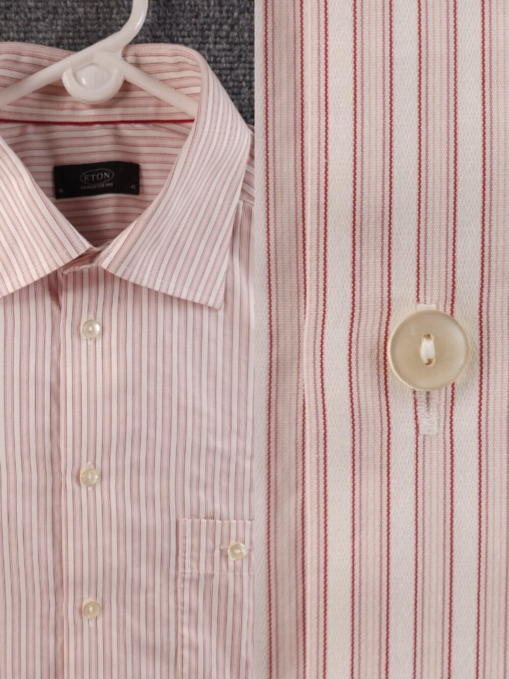 Eton 16 Stripe Cotton Pink Work Button Up Shirt Men Long Sleeve Convertible Cuff